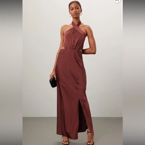 NWT MINKPINK Finlay Halter Maxi Dress Salmon Pink